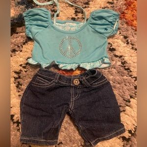 Four Authentic Build-a-Bear outfits! 2 Dresses, 2 jeans, 2 tops, shoes, sandals!